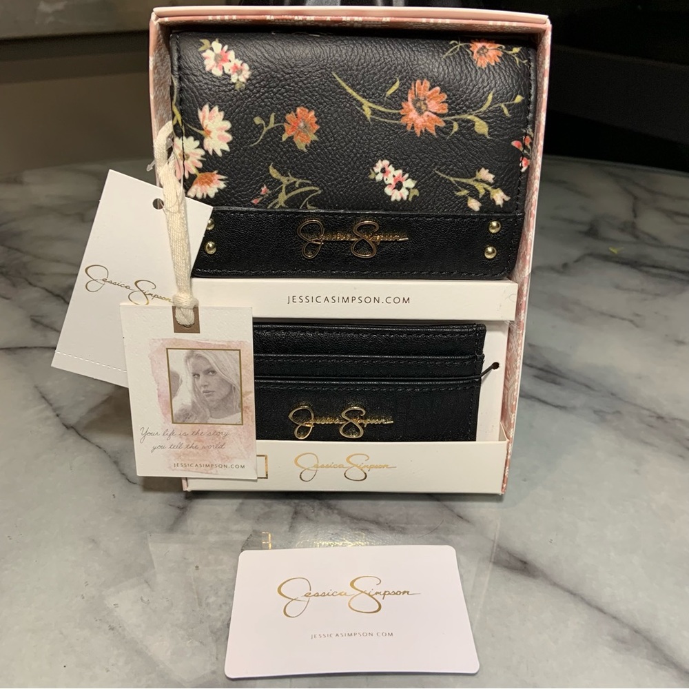 Jessica Simpson 2 Card Case Gift Set Wallet Credit Card Holder Gift Box NWT $42